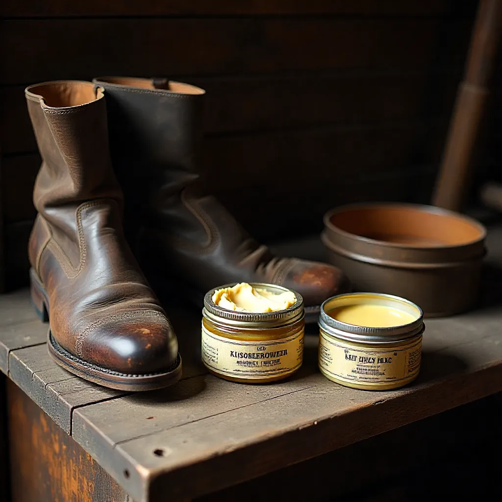 Mesa de trabajo con piezas de cuero y herramientas